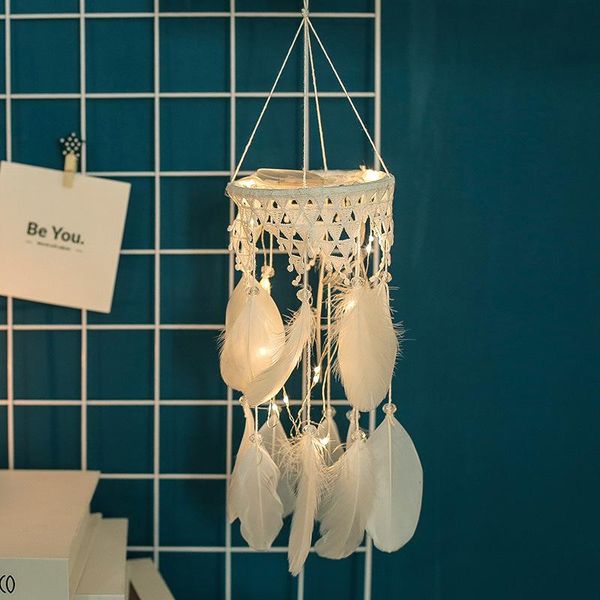 

econom lantern dream catcher kid room decoration nordic home wind chime feather pendant wedding ds99 decorative objects & figurines