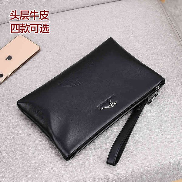 

handbags bags baodi kangaroo head leather men's large capacity business soft 2021, Black;red