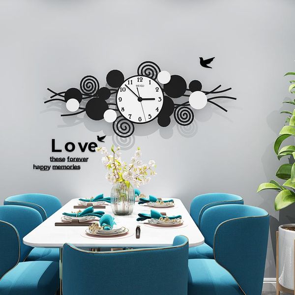 

wall clocks silent large clock modern design decorative with stickers quartz black-white hanging watch home decor b50