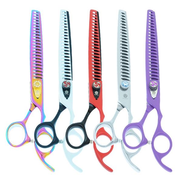 

hair scissors 22 teeth 8.0" purple dragon dogs grooming pets thinning tijeras japan 440c animals shears for groomer b0059b