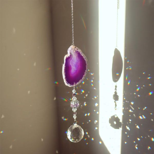

decorative objects & figurines crystal amber wind chime star moon light catcher hanging pendant drop garden window curtain chandelier for ho