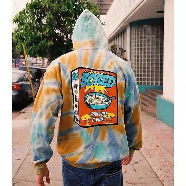 

men's hoodies & sweatshirts 21ss tie-dying trend printing cactus jack hoodie fashion wear 100% cotton travis scosweatshirt hip hop pull, Black