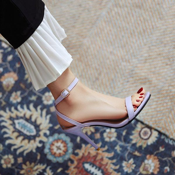 

simple high heels summer ankle buckle date sandals, Black