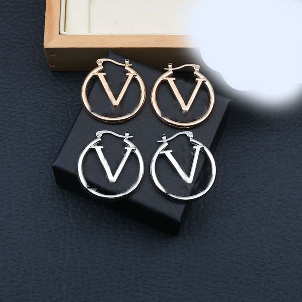 

classic letter circle charm earrings gold silver studs women jewelry pendant eardrop for party date, Golden