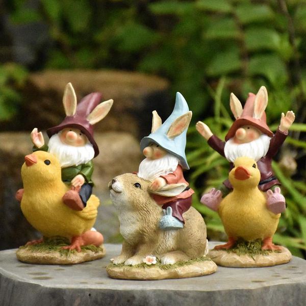 

garden decorations wu chen long 3pcs/set cartoon dwarf statue resin courtyard animal sculpture home balcony figurine decoration r6863