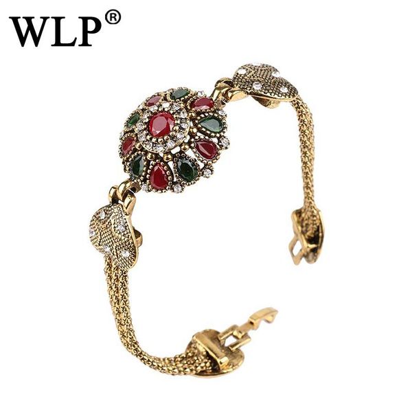 

charm bracelets wlp 2021 arrival turkey bracelet for women tibetan alloy red resin color gold bangle retro bohemian style jewelry c04141, Golden;silver