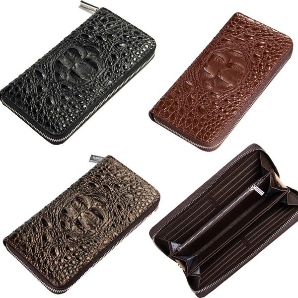

leather solid wallet men zipper clutch purses phone packs long men's wallets business id holders coin purse male, Red;black