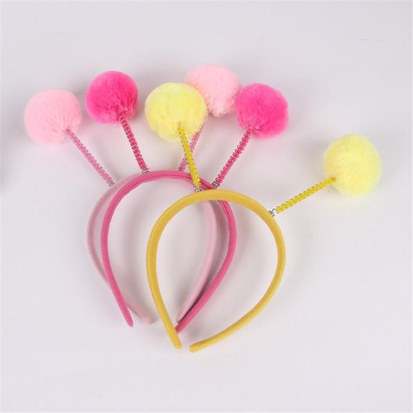 

cute baby ears hairbands colorful fluffy pompom ball girls headband hair band birthday party favors favor