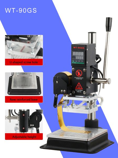 

wt-90gs foil stamping machine printers leather stamp emboss press tool logo custom digital pvc card book paper heat stamps machine