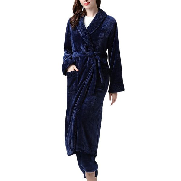 

women's sleepwear winter couple sets casual women men long bathrobe soft home clothes pajamas warm thick flannel coral fleece robe&pant, Black;red