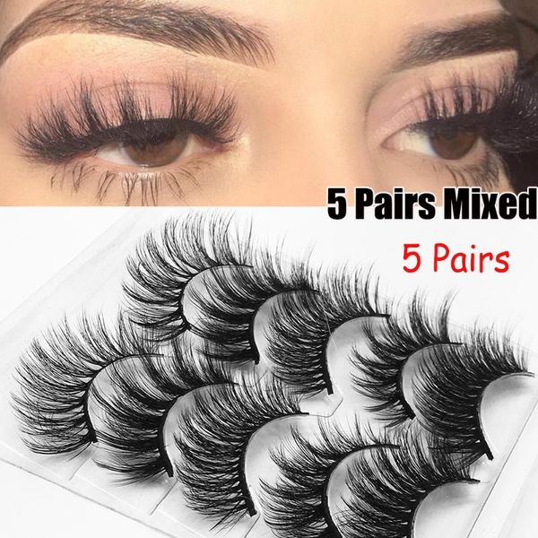 

false eyelashes skonhed 5 pairs mixed/single styles wispies fluffy extension natural long eye makeup tools handamde cr
