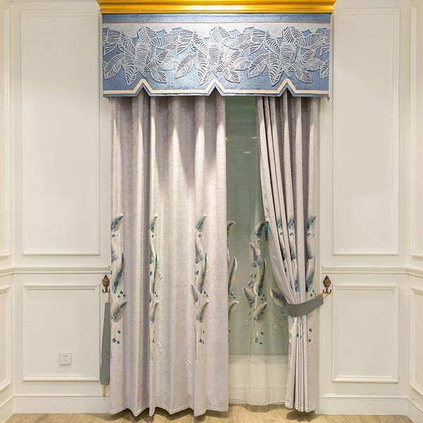 

curtain & drapes european luxury chenille embroidery jacquard shade curtains for living dining room bedroom blackout kitchen window leaves