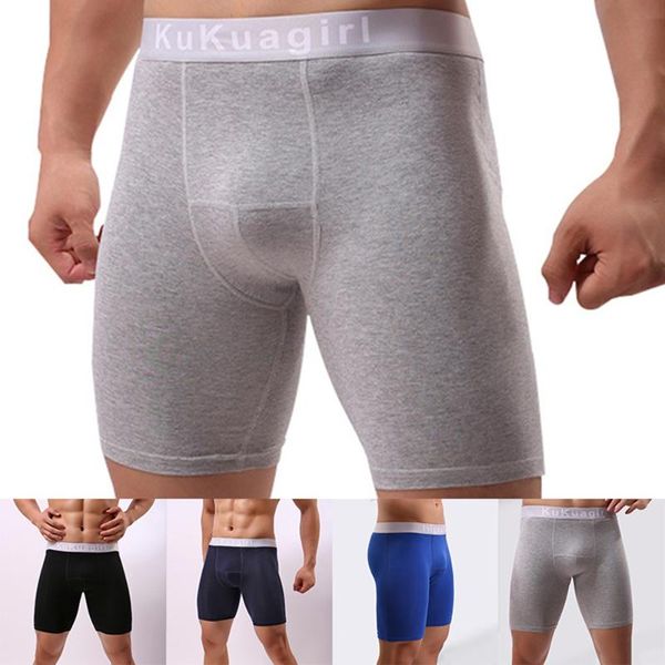 

underpants men soft long boxershorts breathable comfortable underwear fashion high waist solid color pouch seamless short, Black;white