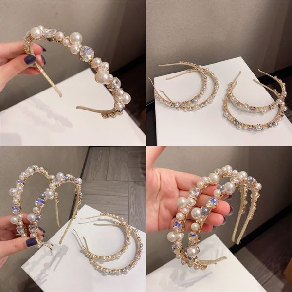 

rhinestone imitation pearls headbands women fashion accessories hair hoop party outdoor gifts hair band shiny exquisite 19 2hw n2, Silver