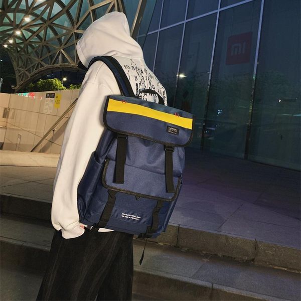 

fashion trend backpack 2021 street youth reflective belt large capacity nylon waterproof wear-resistant