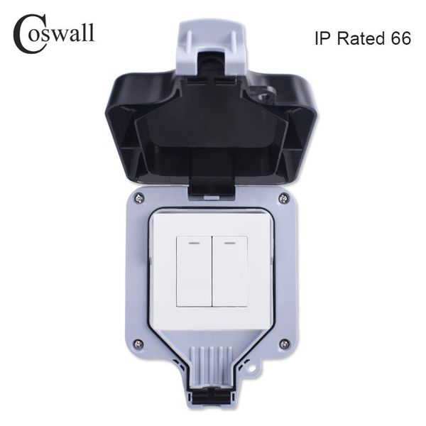 

smart home control coswall ip66 weatherproof waterproof outdoor wall switch 2 gang 1 way on / off light