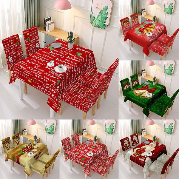 

chair covers merry christmas home tablecloth/chair cover 2022 bells print fashion rectangular dust-proof tablecloth