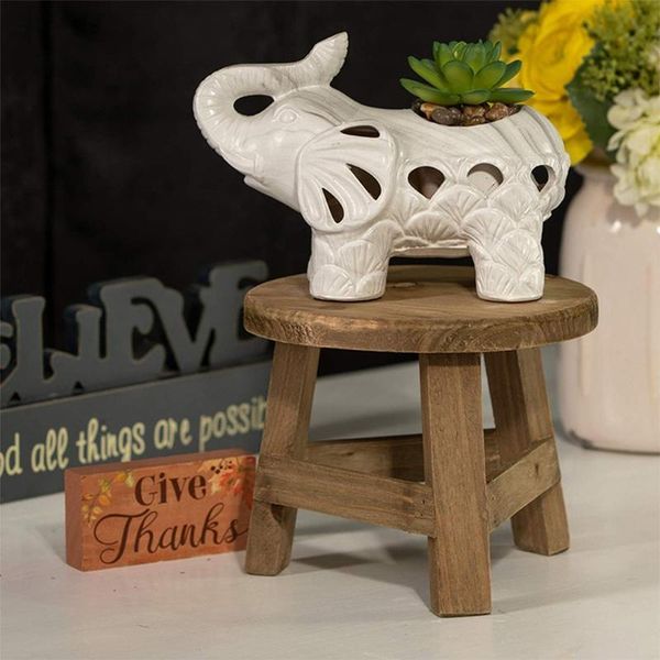 

planters & pots mini wooden stool display stand round flower shelf bonsai rack garden plant pot riser holder for indoor outdoor home patio d