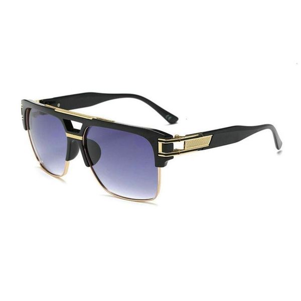 

fashionable sun frames retro oversized square sunglasses half metal frame men women vintage optical clear lens male driving sun glasses shad, Black