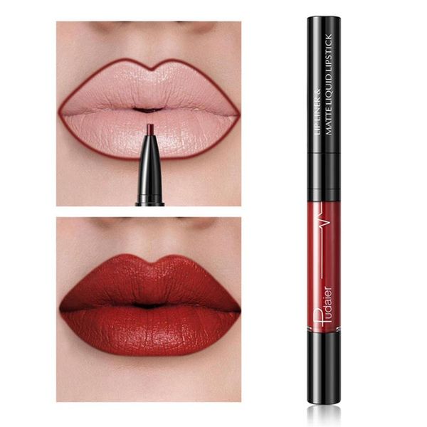 

lip pencils 2 in 1 double head gloss cosmetics labial glair liner liquid lipstick makeup long-lasting velvet mist non-stick cup