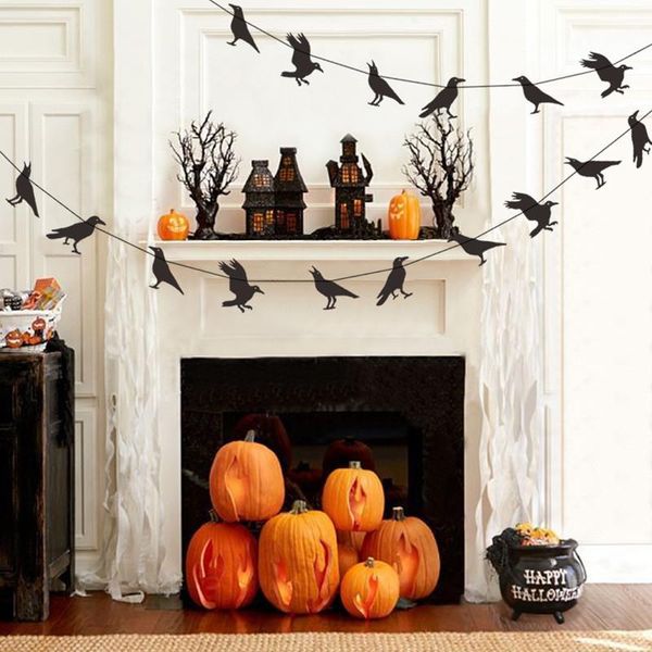 

party decoration 4m ghost bird flag halloween paper banner chain supplies