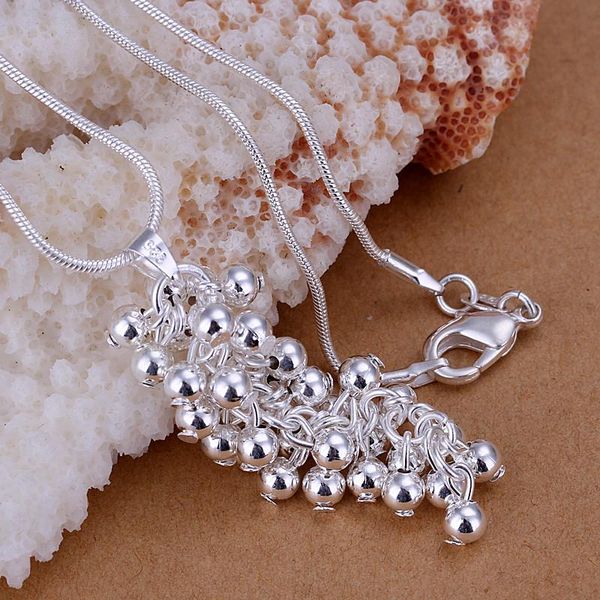 

pendant necklaces style 925 sliver smooth grapes necklace fashion jewelry for women&girls daily party accessories anniversary gift, Silver