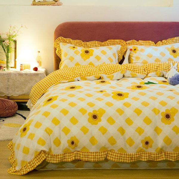 

bedding sets michiko home textile small fresh series quilt cover bed sheet pillowcase french velvet double four piece set