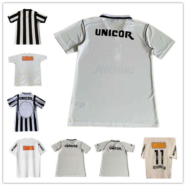 

santos 1993 1998 1999 2001 retro soccer jerseys 93 98 99 01 vintage football shirt uniforms home away black white thai qualtiy mens adults, Black;yellow