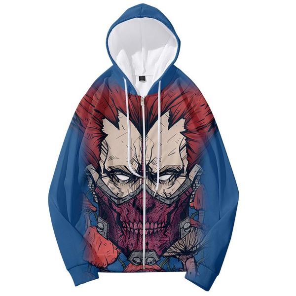 

women's hoodies & sweatshirts print 3d cool dorohedoro casual sportswear hooded zipper sweatshirt fashion zip-up highstree pullovers, Black