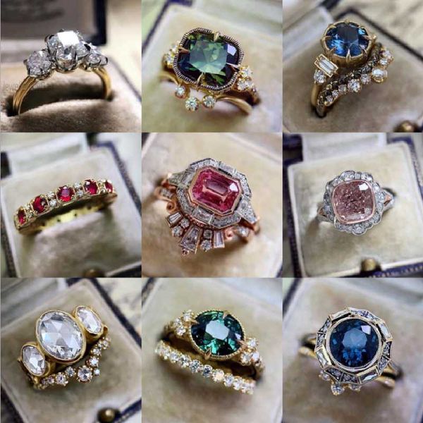 

wedding rings fflacell 2021 luxury ins variety of gold plated inlaid zircon female engagement jewelry accessories, Slivery;golden