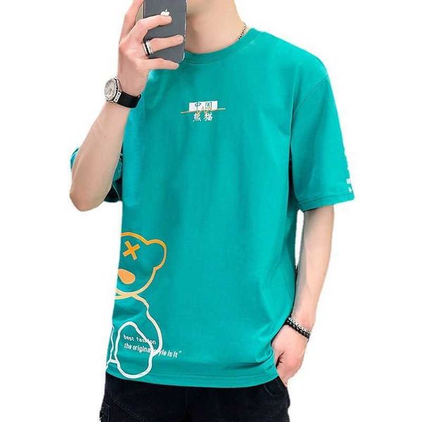 

w0116 summer lovers changing panda academy style short sleeve fashion printed casual t-shirt bottomed shirt female and male, White;black