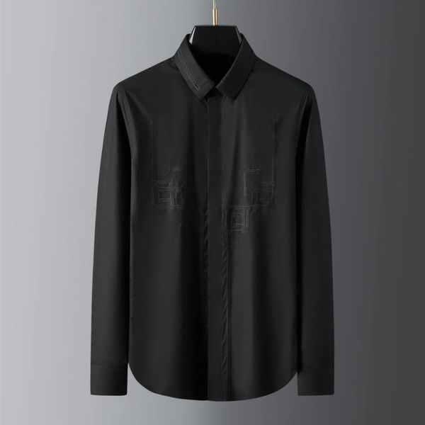 

men's casual shirts minglu embroidery male luxury long sleeve cotton mens dress fashion slim fit party tuxedo man 3xl, White;black