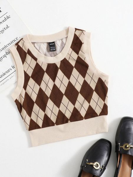 

argyle pattern tank h4dh#, White