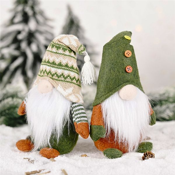 Nuovo anno Buon Natale Ciondolo Babbo Natale senza volto Gnomo verde Peluche Bambola Ornamento Albero di Natale Decorazione da tavolo Giocattoli per bambini Regalo