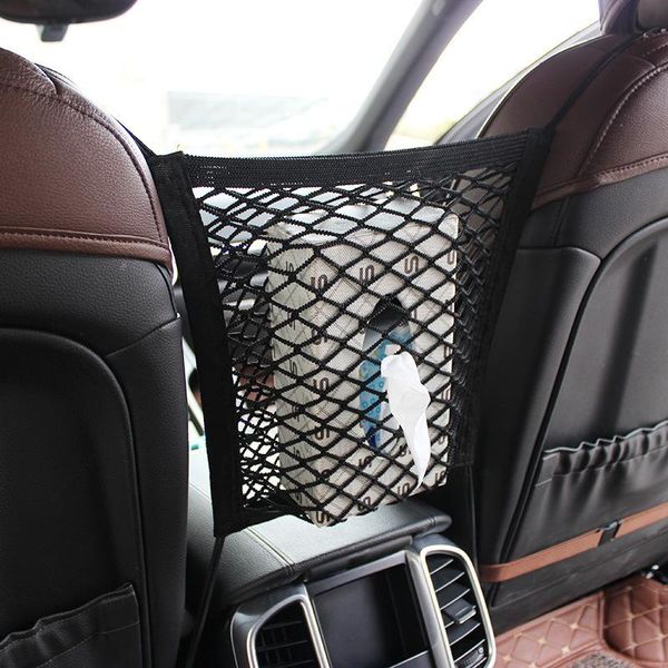 

car organizer mesh net bag strong elastic between seat back storage holder luggage pocket accessories