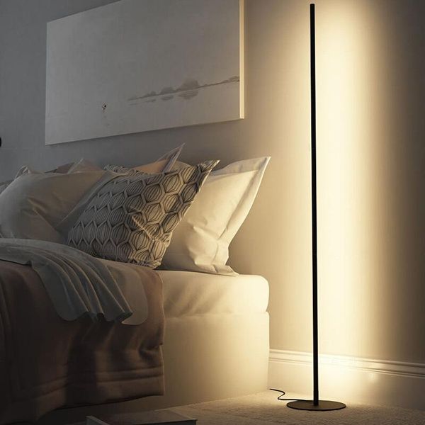 

floor lamps modern cylindrical long line lamp minimalist remote control bedroom study living room decoration led lights fixtures
