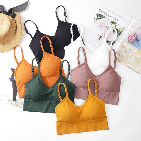 

camisoles & tanks u-shaped back sports bra tube women crop solid color strap lingerie running fitnesstop, Black;white