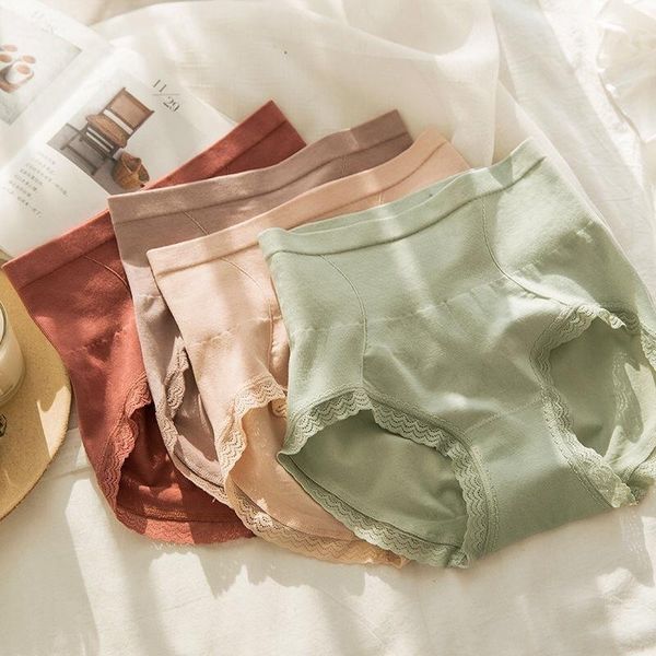 

women's panties 1 pc graphene seamless high waist underwear women lace antibacterial bottom crotch belly contracting hip lifting briefs, Black;pink