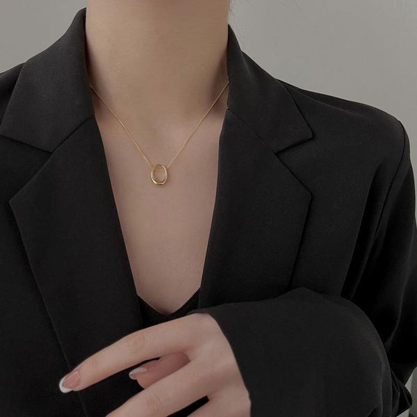 

pendant necklaces lovoacc minimalist irregular geometric for women girl gold color thin chain chokers necklace vintage jewelry, Silver