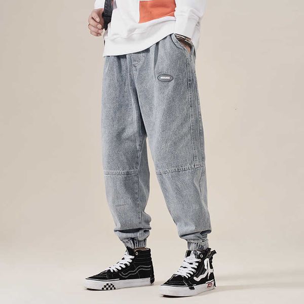 

japanese vintage fashion men jeans retro blue loose fit wide leg harem baggy trousers streetwear hip hop joggers cargo pants