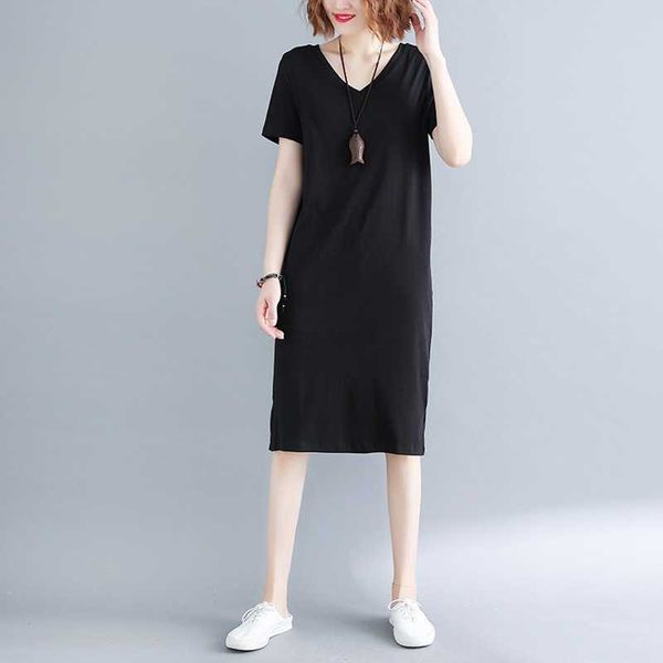 

maxi t shirt dres summer beach casual boho elegant vintage bandage bodycon wrap black split long dresses plus size 210601, Black;gray