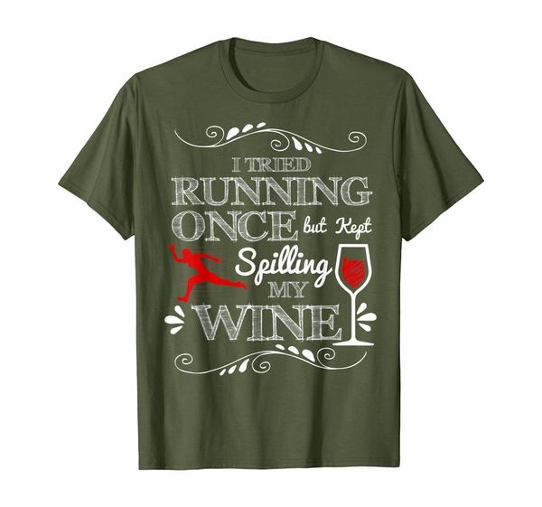 

i tried running once but kept spilling my wine t shirt, White;black