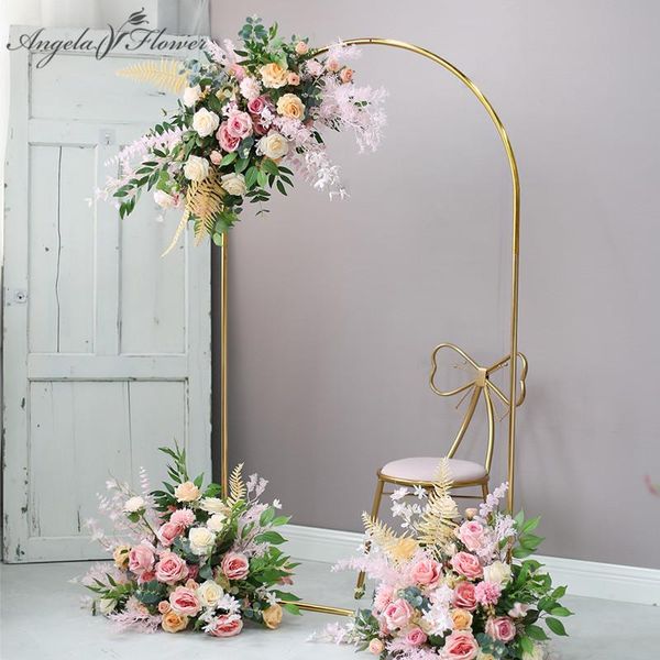 

party decoration wedding arch props wrought iron round arc artificial flower frame geometric stand birthday background balloon display