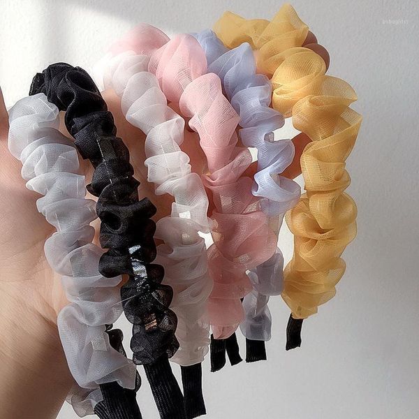 

fashion women hairbands simple folds organza headbands for girl hair accessories1