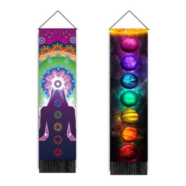 

tapestries rectangle rainbow 7 chakra mandala bohemia blanket tapestry wall hanging decoration meditation banner art decor