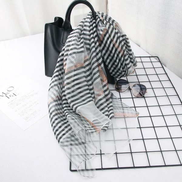 

scarves 2021 brand stripe winter hijab silk wool shawl scarf bandana foulard femme women travel beach poncho, Blue;gray