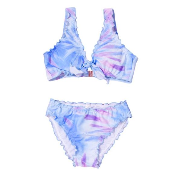 

2pcs breathable little girls swimwear suit summer children creative stringy selvedge bow decoration split bikini swimsuit set one-pieces, Black