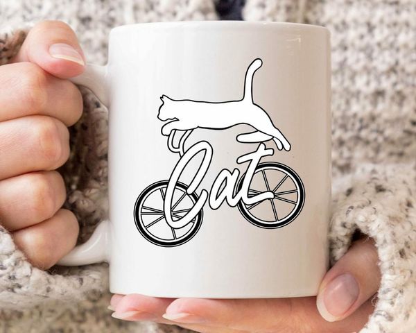 

mugs bicycle cat mug funny on a bike coffee cup for men women cute biking gift