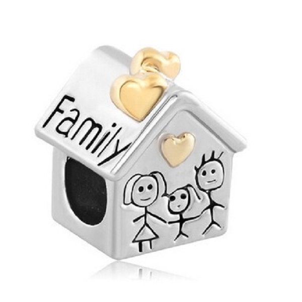 

fits pandora bracelets 20pcs double colour electroplate family house silver charms bead dangle charm beads for wholesale diy european sterli, Black