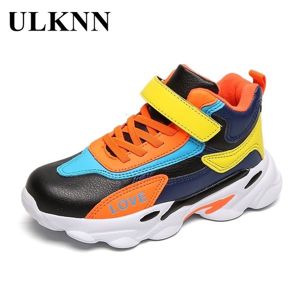 

ulknn sports for children boy's shoes rubber sole comfortable kid's sneakers solid color non-slip autumn fashion footwear 1029, Black;red